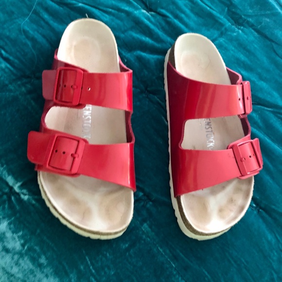 red patent leather birkenstocks
